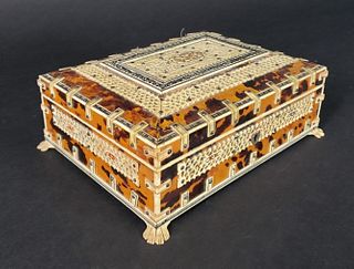 British Regency Antique Tortoiseshell Jewelry Box, 19th Century