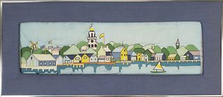 Framed Nantucket Harbor Quilted Stitchwork