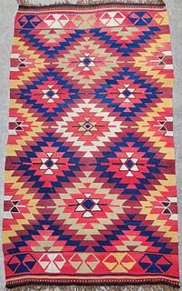 Antique Oriental Tribal Kilim Flatweave Wool Carpet