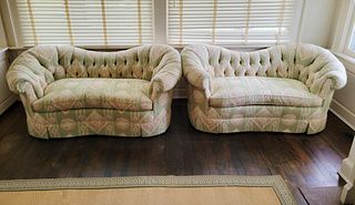 Pair of Baker Furniture Company Upholstered Love Seats