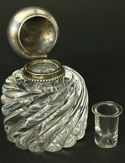 Baccarat Crystal and Sterling Silver Inkwell
