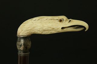 Fine Antique Carved Eagle Head Cane, 19th Century
