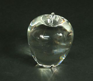 Signed Steuben Clear Crystal Apple, Designed by Angus McDougall, circa 1940s