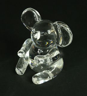 Signed Steuben Clear Crystal Koala, Designed by Lloyd Atkins, circa 1968