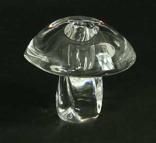 Signed Steuben Clear Glass Mushroom, Designed by Peter Yenawine, circa 1971