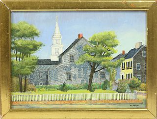 Hal Polin Miniature Oil on Board "View of Summer Street Church"