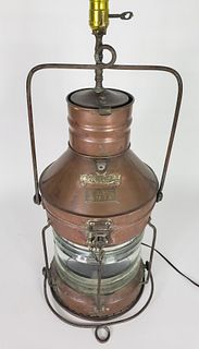 Vintage Meteorite Copper and Brass Ship's Masthead Anchor Lantern Light