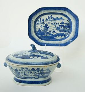 Canton Covered Soup Tureen and Stand, 19th Century