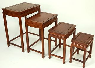 Set of Four Chinese Teakwood Nesting Tables