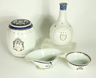 Four Chinese Export Porcelain Coat-of-Arms Table Articles, early 19th Century