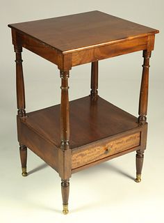 Sheraton Mahogany Two-Tier One Drawer Stand, 19th Century