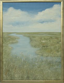 Barbara J. Cocker Oil on Canvas, "Sea Marsh", circa 1986