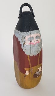 Vintage Santa Claus Old Salt Paint Decorated Wooden Buoy