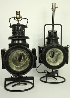 Pair of "Osmeka" Search Lights Mounted as Lamps
