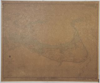 Vintage Nantucket Sound Nautical Island Map Tide Chart