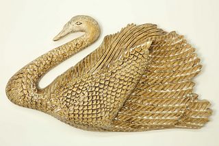 Folk Art Carved Half-Body Swimming Swan