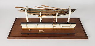 Vintage Cased Model of a Whaling Longboat