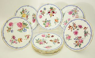Set of Ten Hand Painted "Old Coalport" Porcelain Dinner Plates