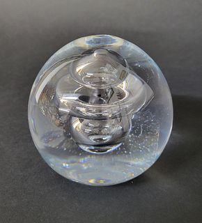 Vintage Simon Pearce Handblown Glass Bubble Paperweight