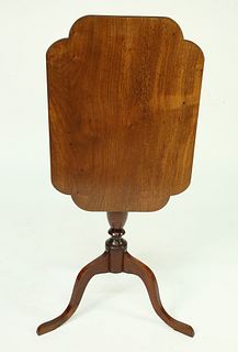 Mahogany Tripod Tilt Top Candlestand with Shaped Top, 19th Century
