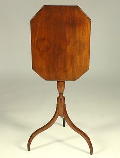 American Mahogany Tilt Top Candle Stand, 19th Century