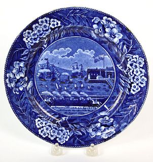Historic Staffordshire Plate "The Landing of General Lafayette at Castle Garden, New York, 16 August 1824"