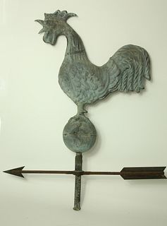 Antique Copper Rooster Weathervane