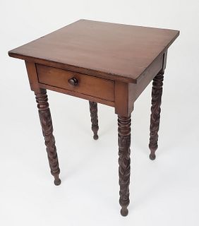 Sheraton Mahogany One-Drawer Night Stand Work Table, 19th Century