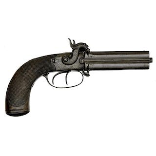 English Four-Shot Double-Hammer Pepperbox