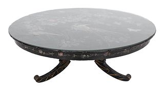 Black Lacquered Shell Inlaid Low Coffee Table