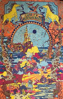 Vintage Psychedelic Hand-painted Land of the Enchantment Poster~ Signed/ Dated