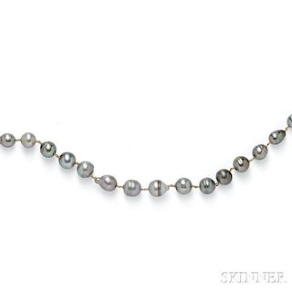 18kt Gold and Semi-baroque Tahitian Pearl Necklace
