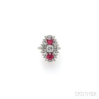 18kt White Gold, Ruby, and Diamond Ring