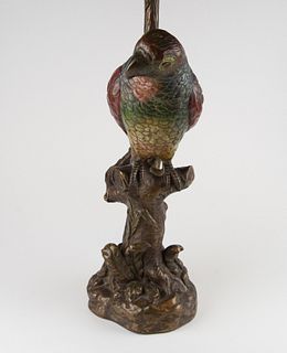 Antique Armor Bronze Clad Co. Parrot Bird Sculpture Lamp Base