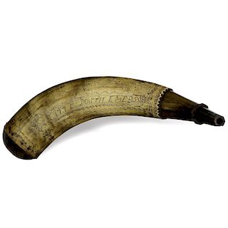 Engraved 1775 Dated Powder Horn of Josiah Emerson with Lexington & Concord History with Docs