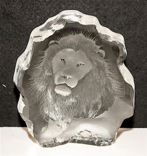 A Frosted Glass Paperweight Height 6 1/4 inches.