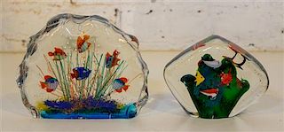 * Two Aquarium Paperweights. Width of wider 7 1/4 inches.