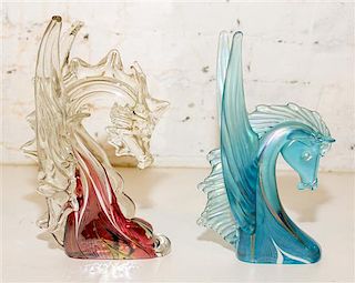 * A Stuart Abelman Glass Pegasus and Dragon. Height of first 10 3/4 inches.
