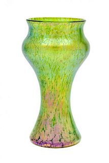 * A Loetz Glass Vase Height 7 1/2 inches.