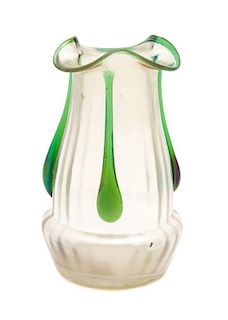 * An Iridescent Glass Vase Height 6 1/4 inches.