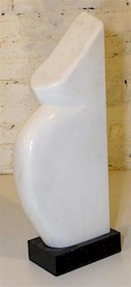 An Abstract White Marble Sculpture Height 22 inches.