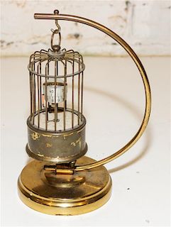 A German Brass Bird Cage Clock Height 8 inches.