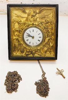 A French Pressed Brass Pendulum Clock Height 10 3/4 inches.