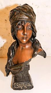 A French Cast Metal Bust Height 23 inches.