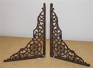 A Pair of Iron Filigree Fittings Height 6 x width 8 inches.