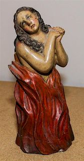 A Continental Carved Wood Figure Height 9 1/2 inches.