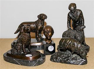 Five Bronze Animalier Figures Width of first 6 inches.