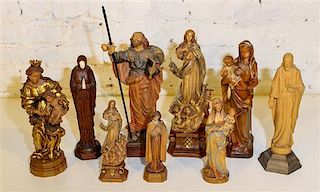 * Nine Ecclesiastic Wood Figures. Height of tallest 14 1/2 inches.