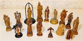 * Fifteen Ecclesiastic Carved Wood Figures. Height of tallest 8 1/2 inches.