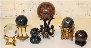 * Six Various Stone Spheres Diameter of largest 6 inches.